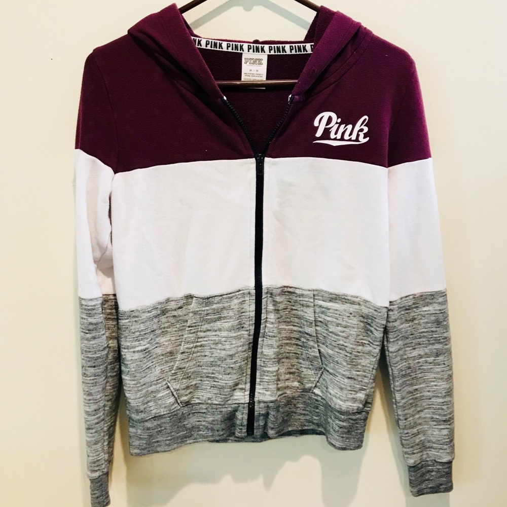 PINK Colorblock Perfect Full Zip Hoodie |Size: M|